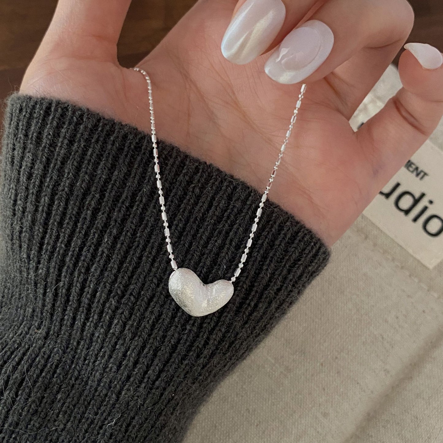 C2廠 韓國韓版拉絲愛心S925純銀項鍊 批發 折扣@洽客服 25.10.W5「SN3377」