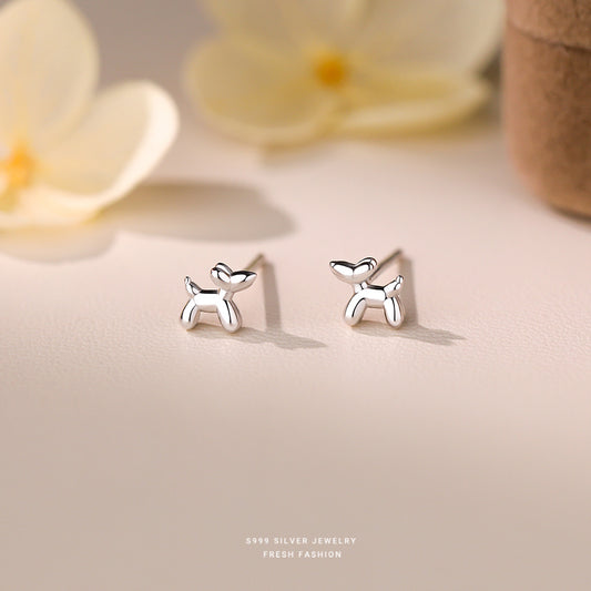 C廠 韓國韓版光面氣球狗S999純銀耳環批發 折扣@洽客服 26.04.W1「E6306」