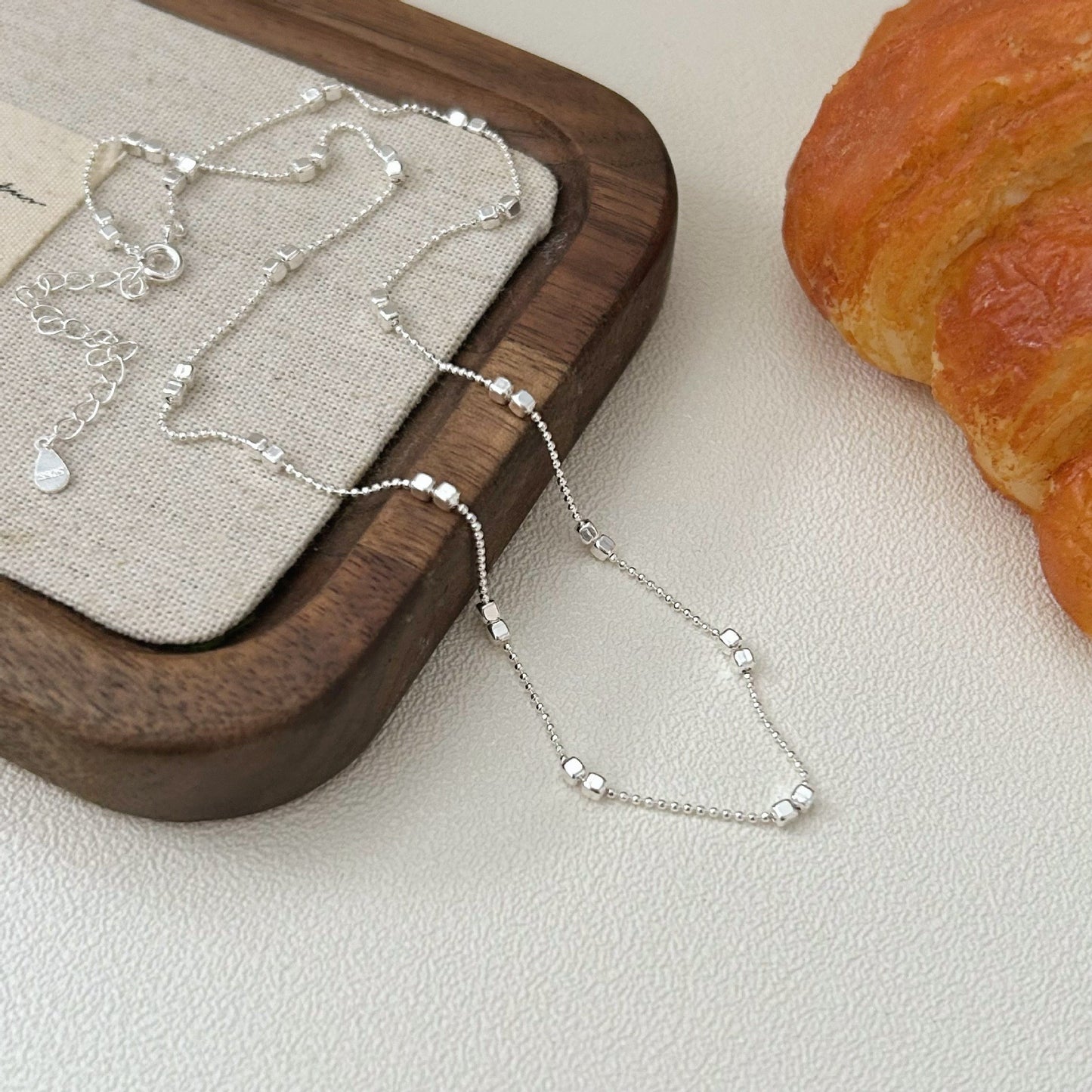 C3廠 韓國韓版幾何方塊圓珠S925純銀項鍊 批發 折扣@洽客服 25.12.W2「hxl363」