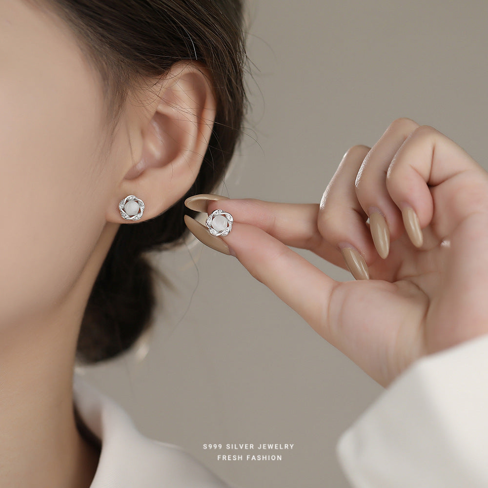 C廠 韓國韓版莫比烏斯貓眼石S999純銀耳環 批發 折扣@洽客服 25.12. W2「E5876」