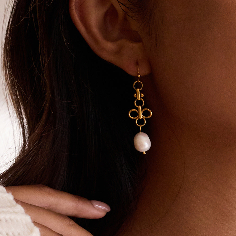 B廠 歐美款 JOSEPHINE 淡水珍珠 鈦鋼鍍18K金耳環 批發 折扣@洽客服 25.10.W5「JDE0307029」