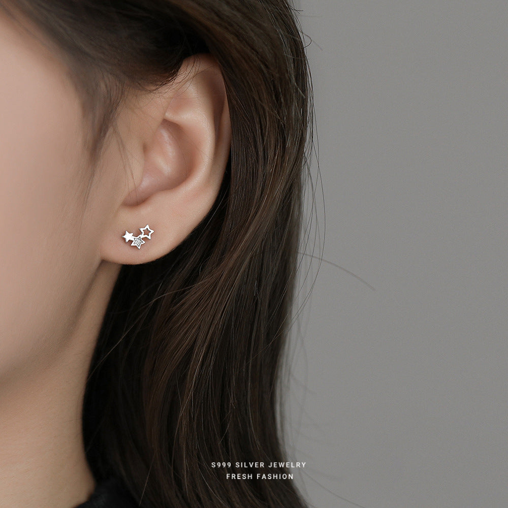 C廠 韓國韓版鏤空五角星S999純銀耳環 批發 折扣@洽客服 25.12.W3「E5880」