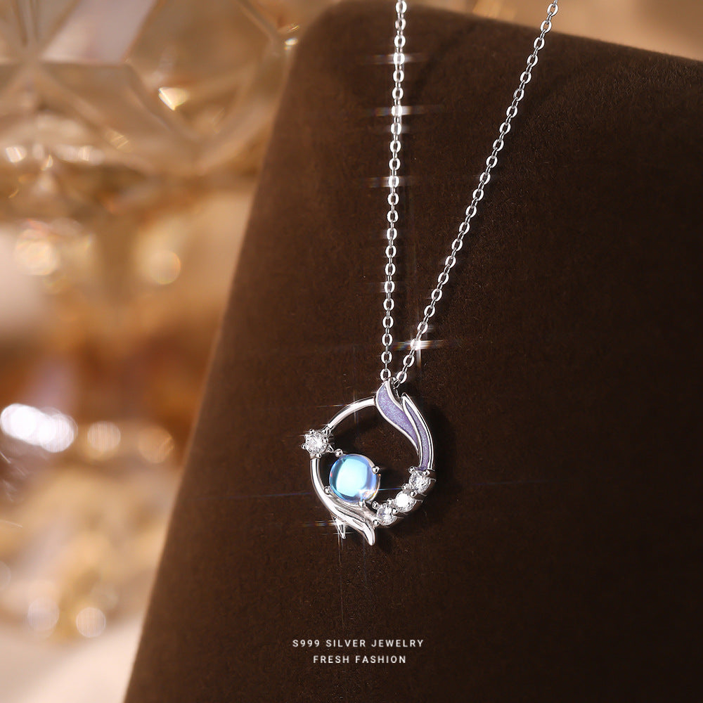 C廠 韓國韓版月光石魚尾S999純銀項鍊 批發 折扣@洽客服 25.11.W3「A4600」