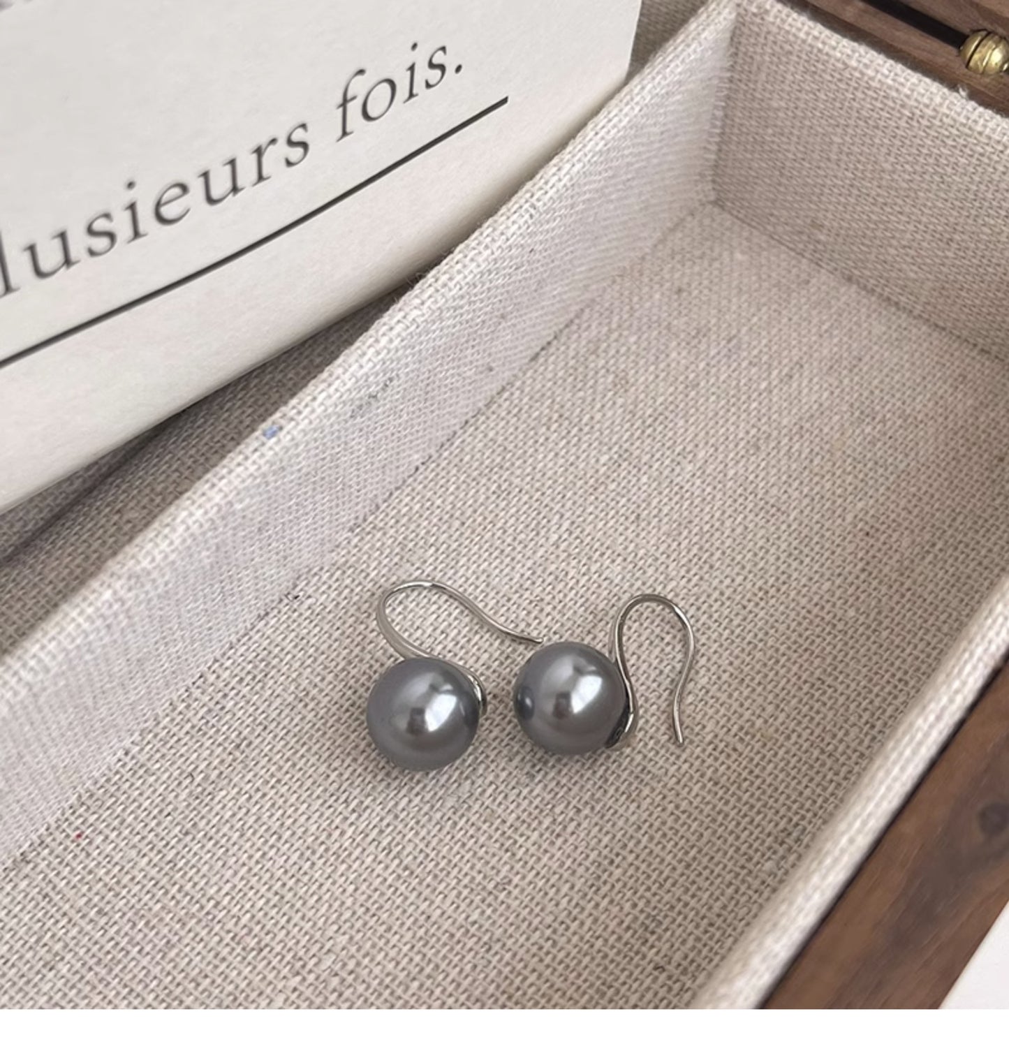 A2廠 韓國韓版灰色珍珠圓形銀針耳環 批發 折扣@洽客服 25.11.W2「HE29106--2」