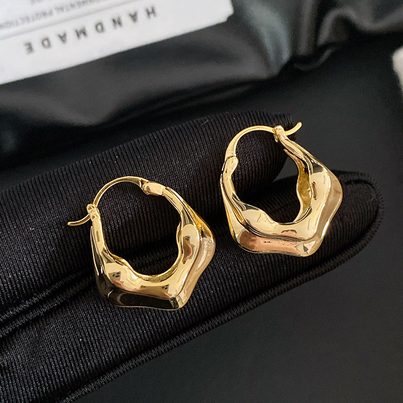 A2廠 韓國韓版金屬感光面幾何鏤空銀針耳環 批發 折扣@洽客服 25.10.W5「HE28843」