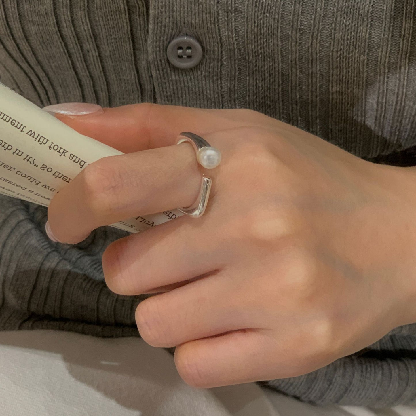 C2廠 韓國韓版淡水珍珠開口S925純銀戒指 批發 折扣@洽客服 25.11.W1「SR1434」