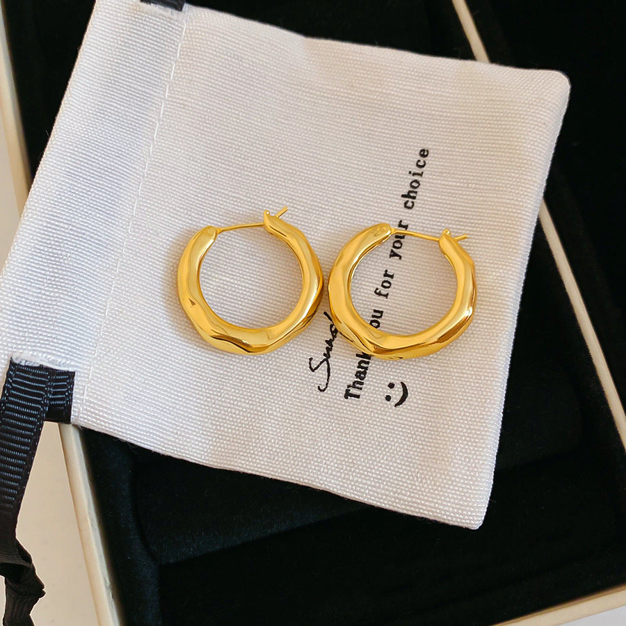 A2廠 韓國韓版褶皺幾何圓形電鍍18K真金銀針耳環 批發 折扣@洽客服 25.10.W5「WE4772」