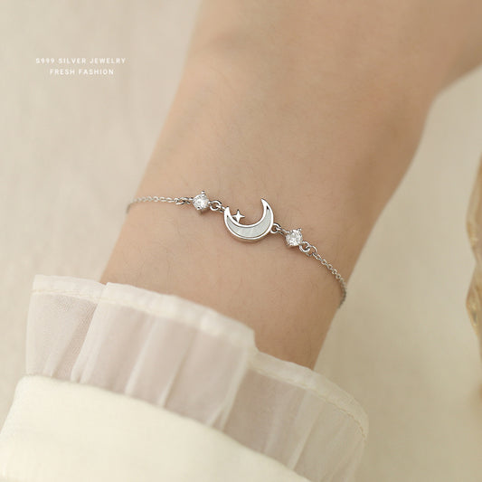 C廠 韓國韓版白貝月亮S999純銀手鍊 批發 折扣@洽客服 25.12.W4「L1244」