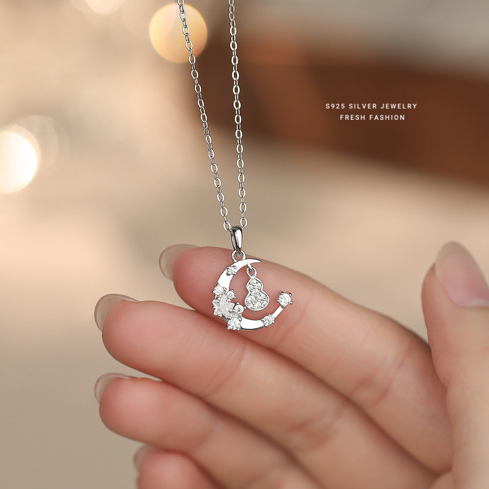 C廠 S925純銀｜韓國韓版月亮葫蘆花朵項鍊 26.02.W1「YA0564」