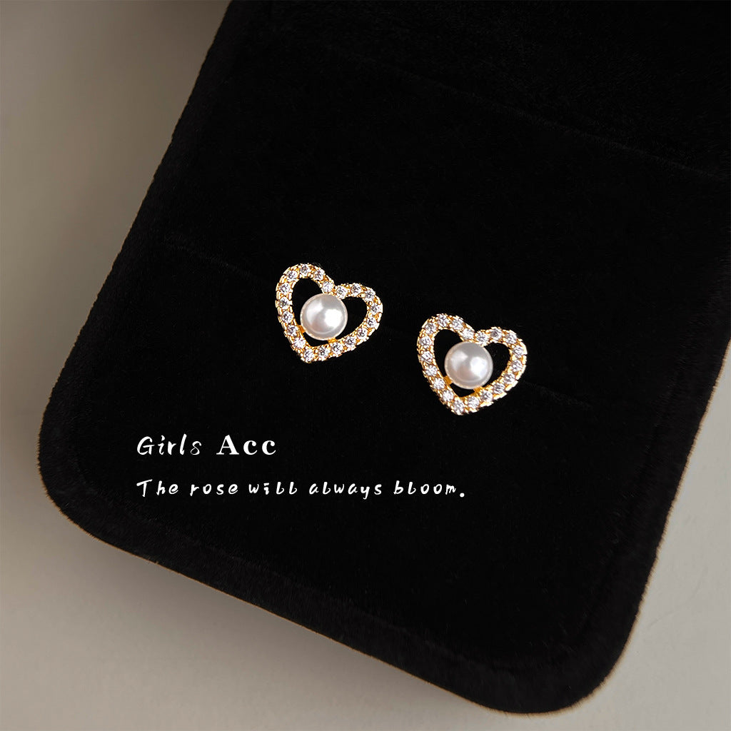 A廠 日韓款小巧愛心珍珠銀針耳環批發 折扣@洽客服 26.04.W3「7315」