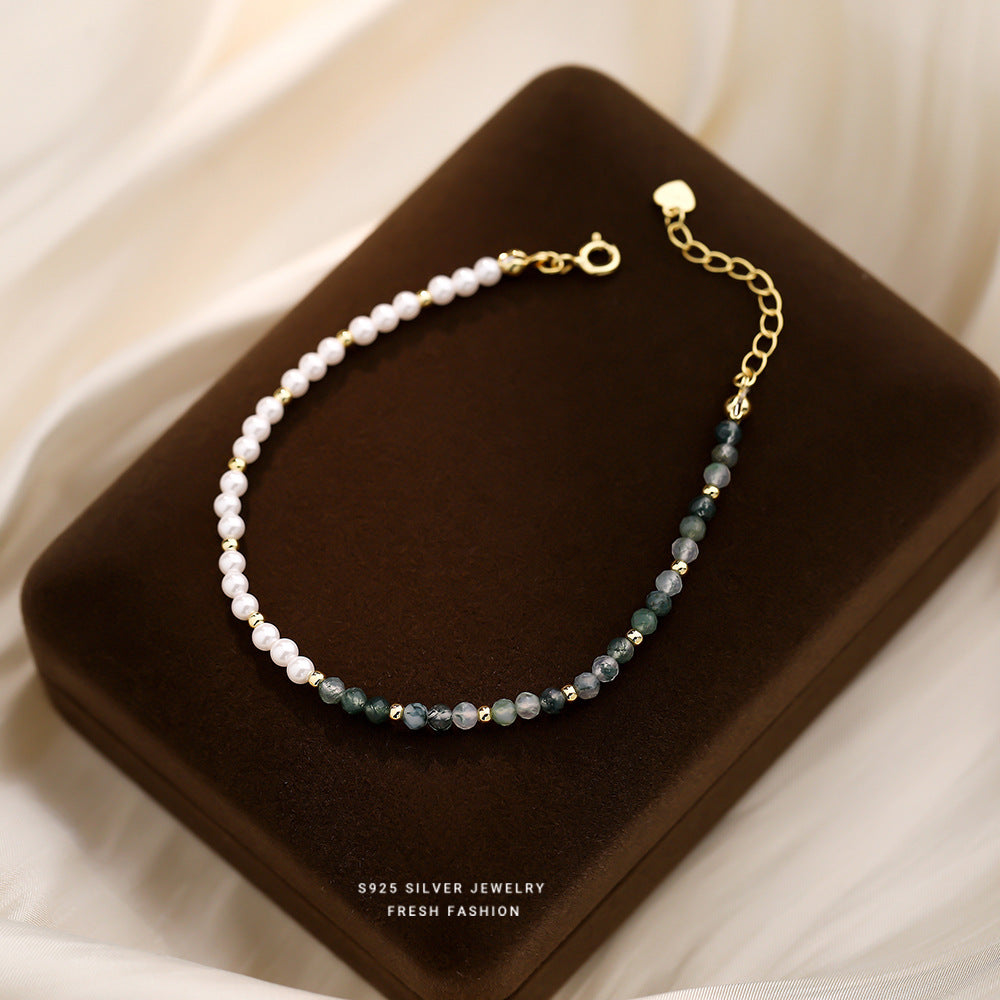 C廠 韓國韓版天然水草瑪瑙珍珠S925純銀手鍊 批發 折扣@洽客服 25.10.W5「L1113」