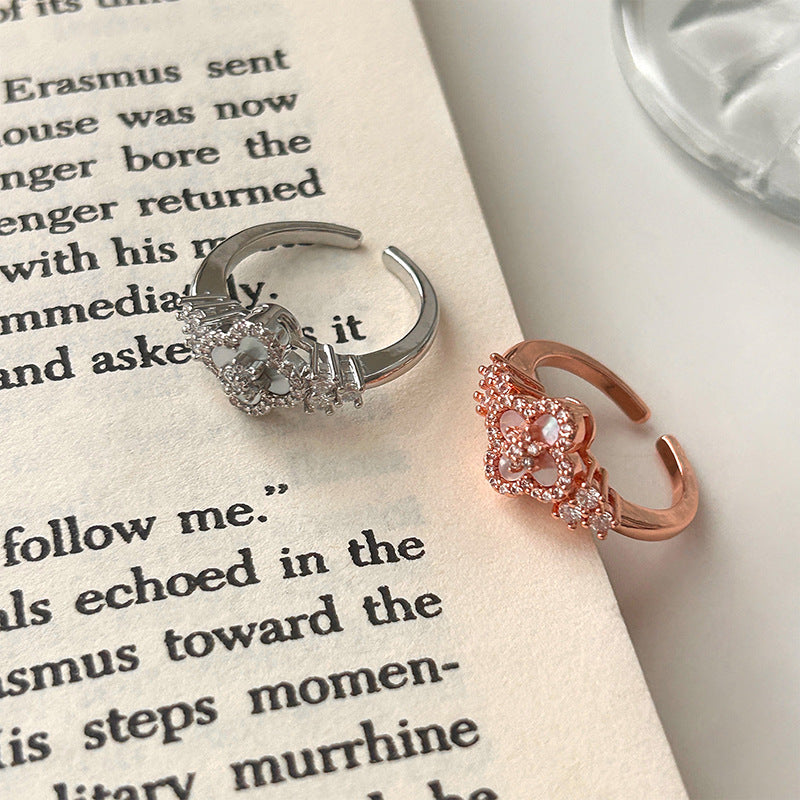 A2廠 日韓款鋯石幸運草開口戒指 批發 折扣@洽客服 25.11.W4「HR2787」