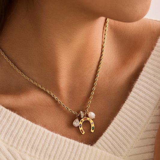 B廠 鈦鋼鍍18K金｜歐美馬蹄吊墜項鍊 批發 折扣@洽客服 26.01.W4「JDN0211147,JDN0111009」