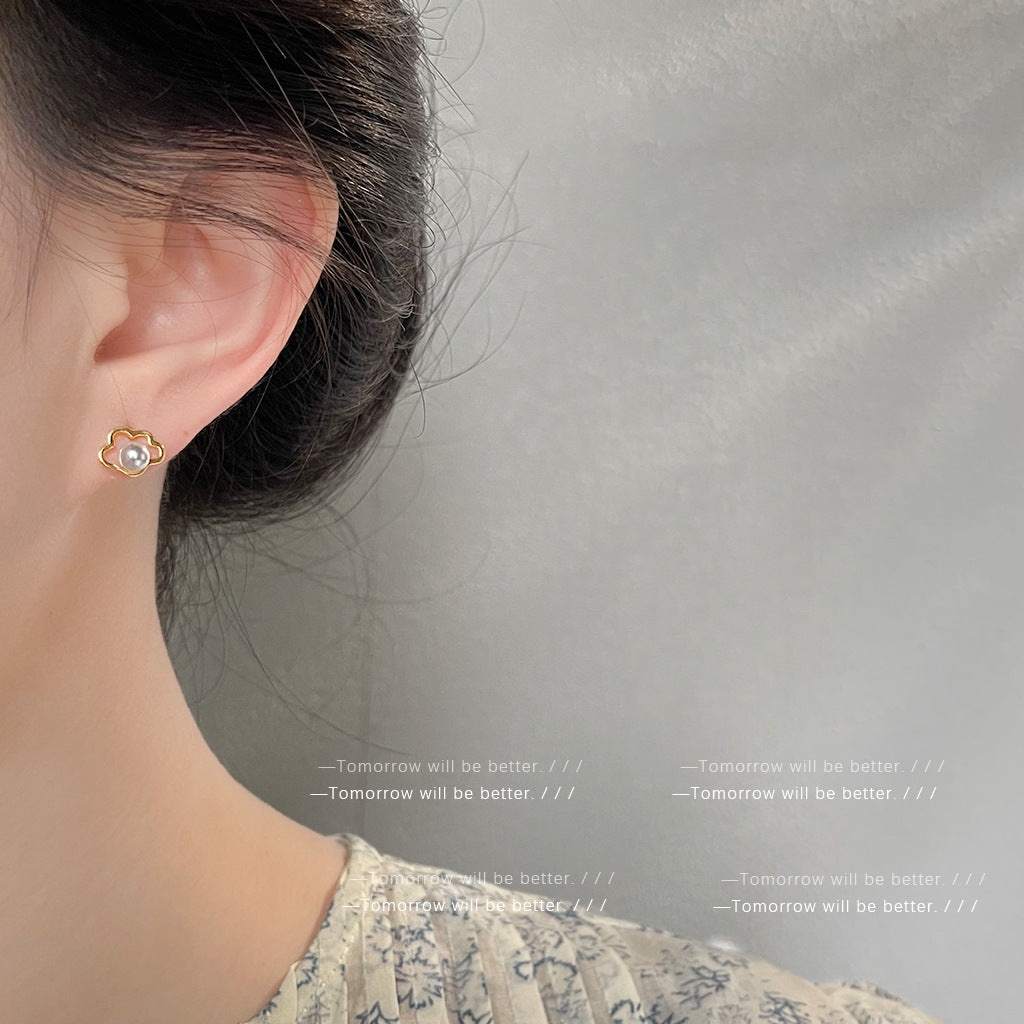 A廠 日韓款鏤空雲朵珍珠銀針耳環 批發 折扣@洽客服 25.11.W4「3770」