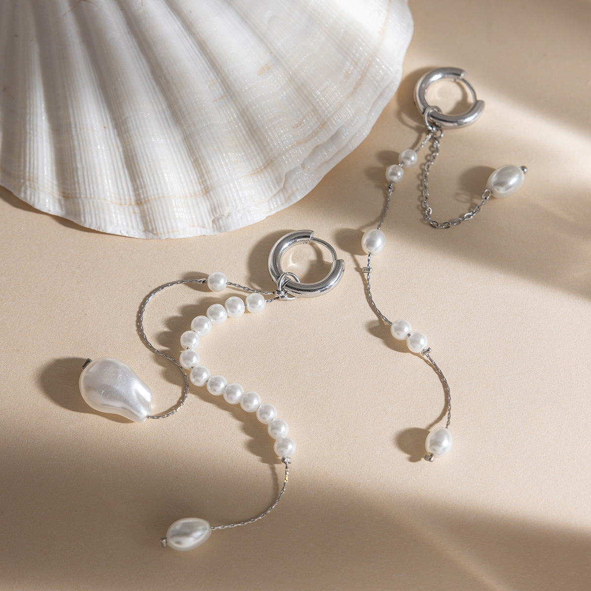 B廠 歐美款原色珍珠鈦鋼鍍18K金耳環批發 折扣@洽客服 26.03.W2「JDE0312239-S」