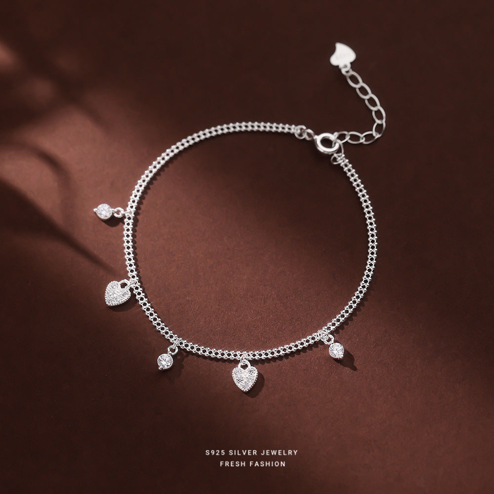 C廠 韓國韓版蕾絲水滴愛心S925純銀手鍊 批發 折扣@洽客服 25.10.W5「L1149」