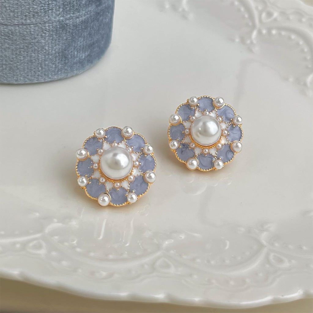 A2廠 日韓款復古油畫感花卉滴油銀針耳環 批發 折扣@洽客服 25.12.W1「B-439」