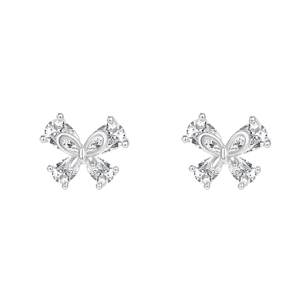 C廠 韓國韓版鑲鋯石蝴蝶S925純銀耳環 批發 折扣@洽客服 25.11.W1「E5723」