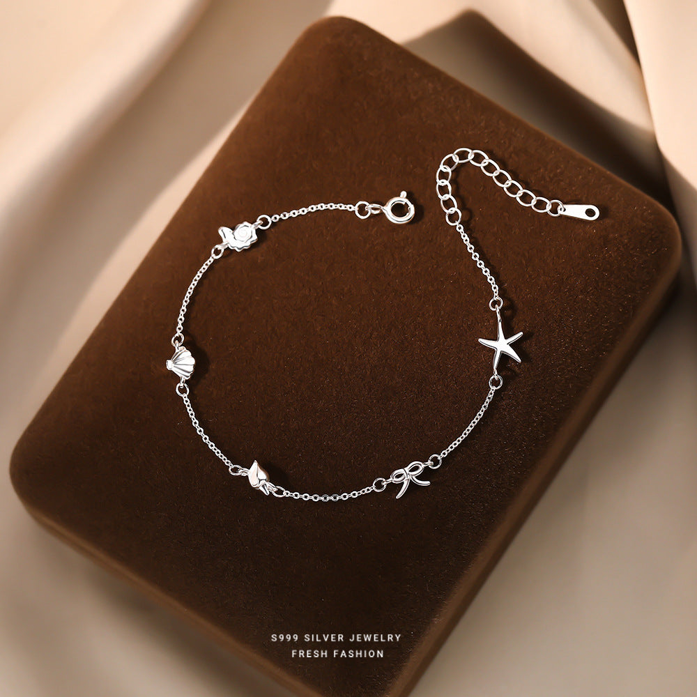 C廠 韓國韓版海星蝴蝶結貝殼S999純銀手鍊 批發 折扣@洽客服 25.11.W1「L1164」