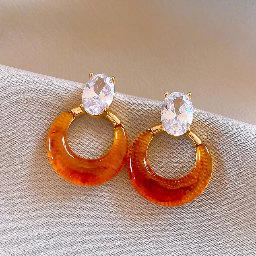 A2廠 韓國韓版鋯石樹脂圓形電鍍18k真金銀針耳環 批發 折扣@洽客服 25.11.W3「WE4245」