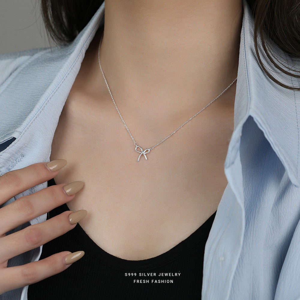 C廠 韓國韓版蝴蝶結S999純銀項鍊 批發 折扣@洽客服 25.12.W1「A4736」