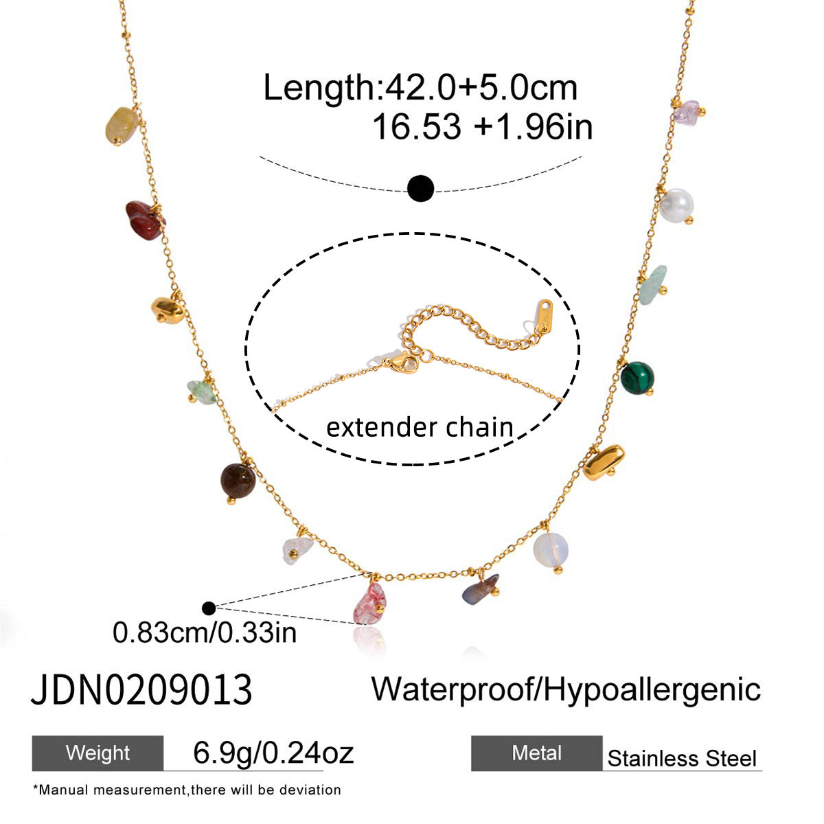 B廠 歐美款 LUNA 天然石鈦鋼鍍18K金項鍊 批發 折扣@洽客服 25.12.W1&手鍊「JDB0209019,JDN0209013」