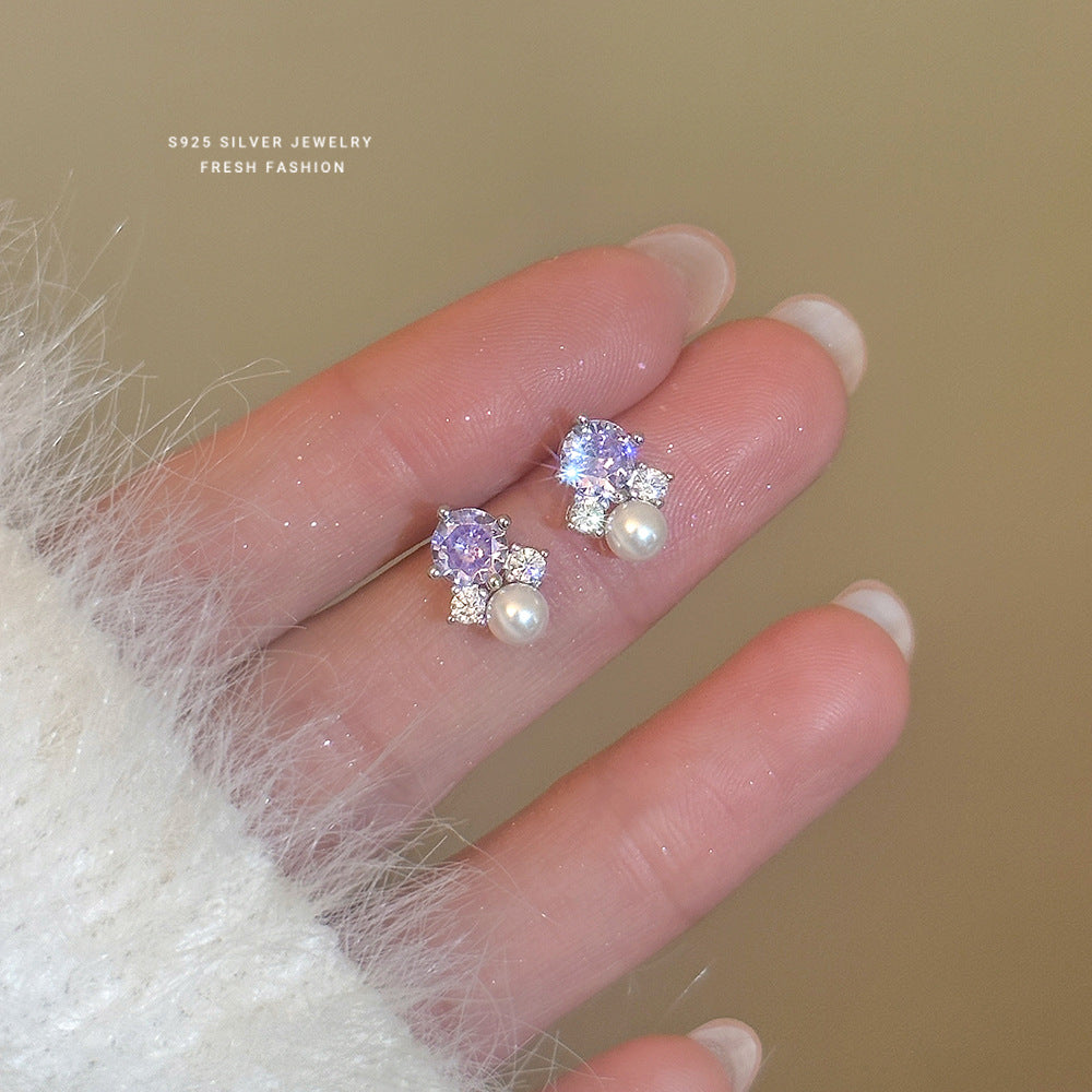 C廠 韓國韓版彩色鋯石珍珠S925純銀耳環 批發 折扣@洽客服 26.01.W1「E5997」