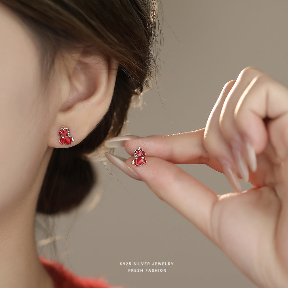 C廠 S925純銀｜ 小紅馬耳環 批發 折扣@洽客服 26.01.W2「YE0235」