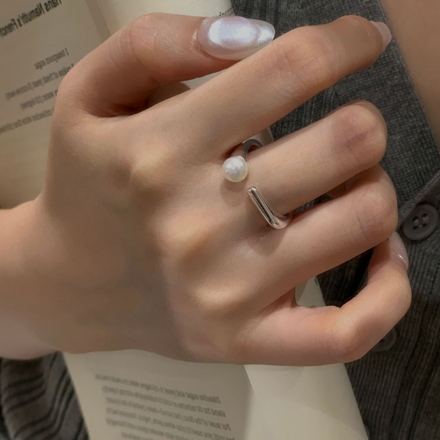 C2廠 韓國韓版淡水珍珠開口S925純銀戒指 批發 折扣@洽客服 25.11.W1「SR1434」