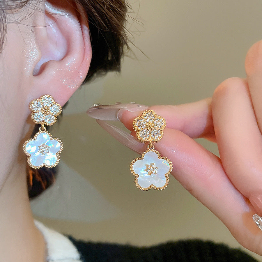 A2廠 日韓款鋯石花朵五瓣花電鍍18k真金銀針耳環 批發 折扣@洽客服 25.11.W4「WE4953」