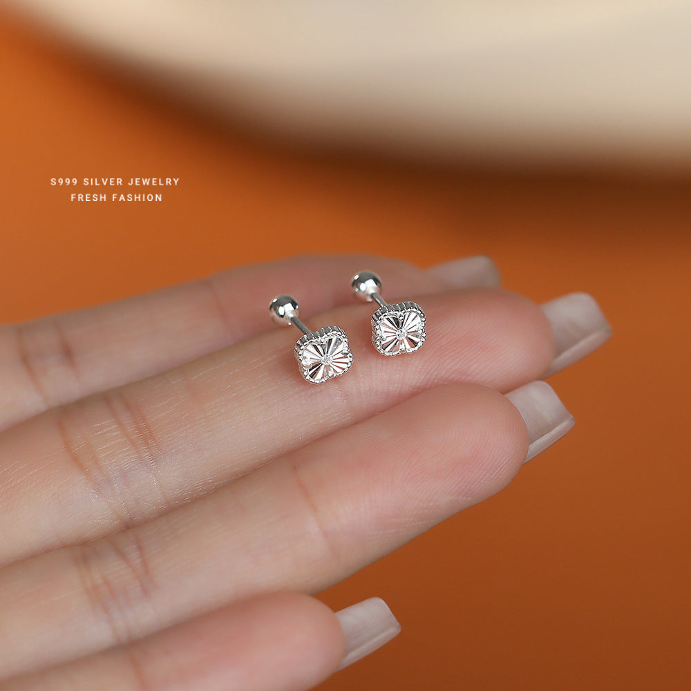 C廠 韓國韓版車花四葉草S999純銀耳環 批發 折扣@洽客服 25.11.26「F6651」