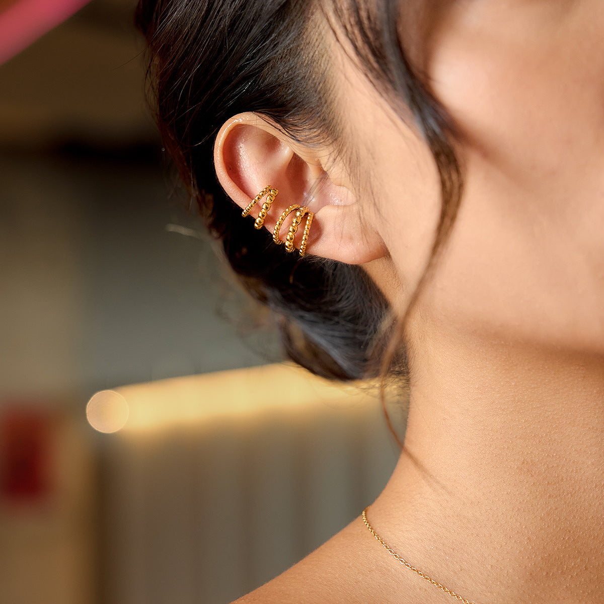 B廠 歐美款 LAINEY 鈦鋼鍍18K金耳骨夾 批發 折扣@洽客服 25.11.W2  「DE0308005」