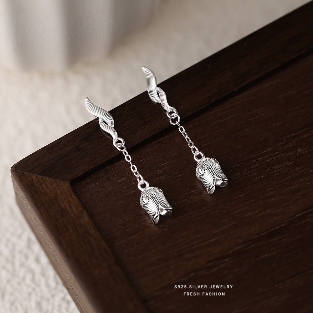 C廠 韓國韓版長款流蘇鈴蘭花S925純銀耳環 批發 折扣@洽客服 25.11.W1「E5675」