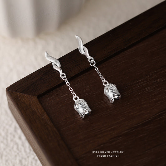 C廠 韓國韓版長款流蘇鈴蘭花S925純銀耳環 批發 折扣@洽客服 25.11.W1「E5675」