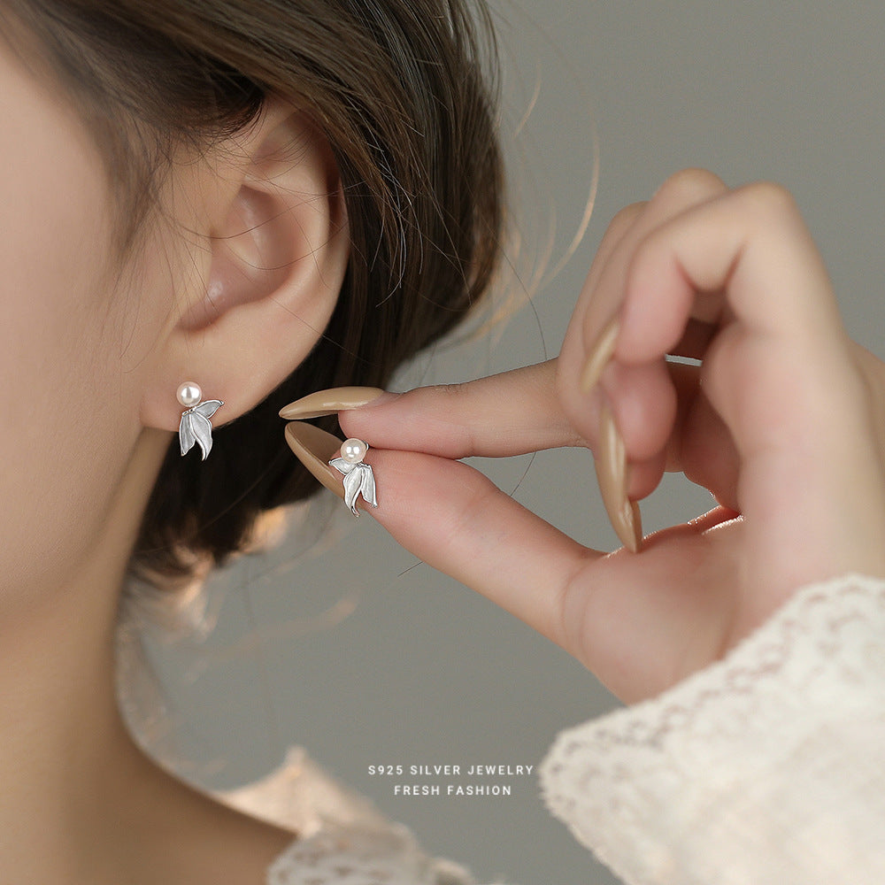 C廠 韓國韓版氣質珍珠魚尾S925純銀耳環 批發 折扣@洽客服 25.12.W4「E5920」