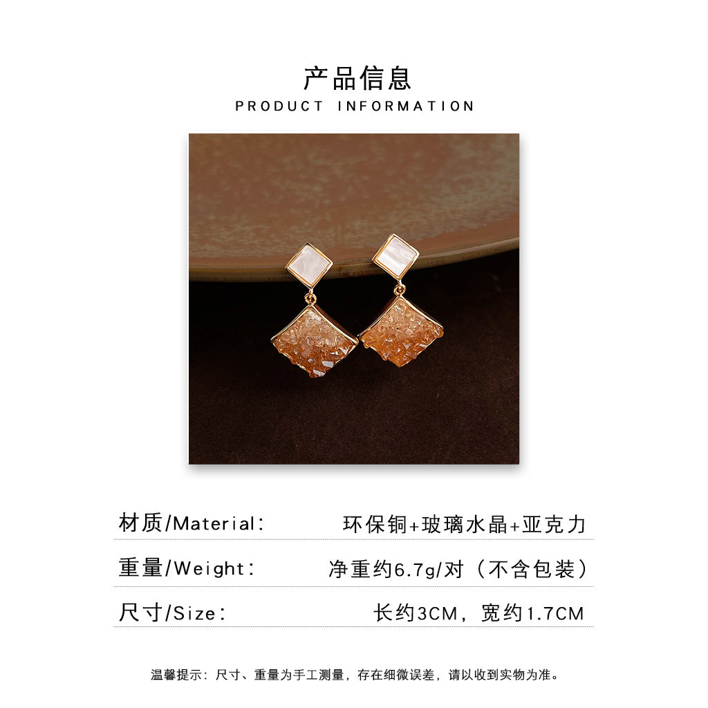 A廠 日韓款 漸層玻璃水晶銀針耳環批發 折扣@洽客服 26.06.W1「2462」