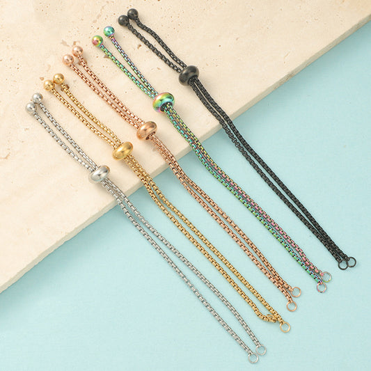 现货胶珠手链 bolo bracelet不锈钢珍珠链手链可调节DIY个性手链