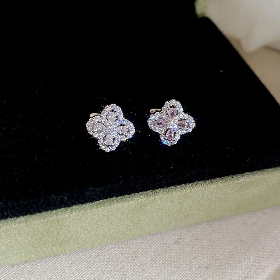 A2廠 韓國韓版優雅花卉鋯石耳夾批發 折扣@洽客服 26.03.W3「HE31262」