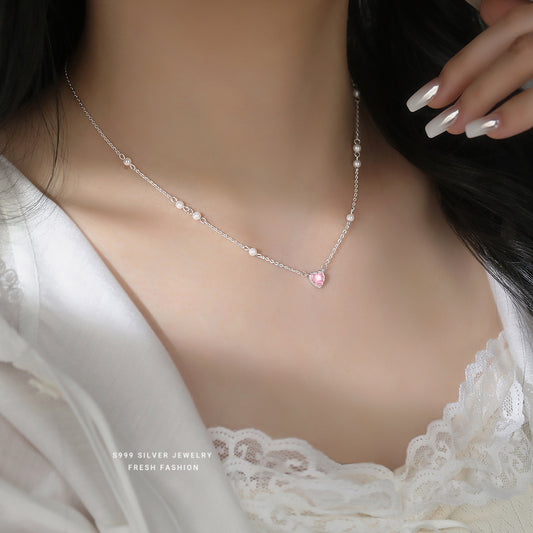 C廠 韓國韓版甜美愛心珍珠S999純銀項鍊 批發 折扣@洽客服 25.10.W5「A4477」