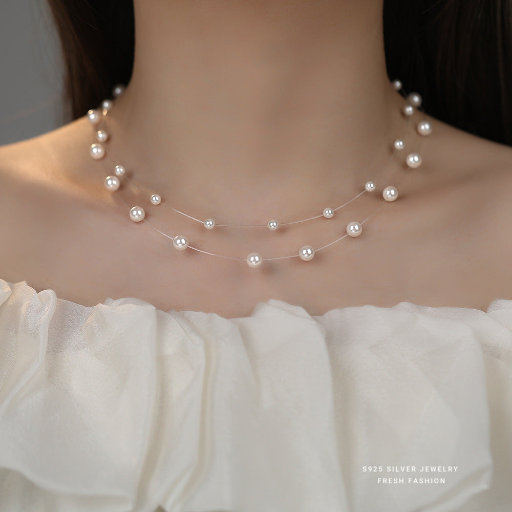 C廠 韓國韓版雙層魚線珍珠項鍊 批發 折扣@洽客服 25.11.W1「F6433」