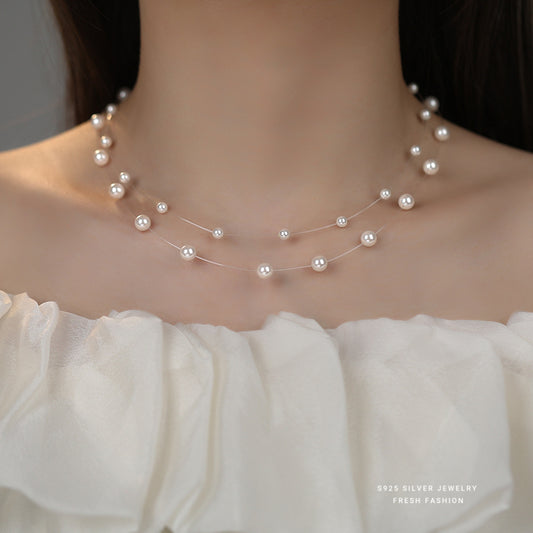 C廠 韓國韓版雙層魚線珍珠項鍊 批發 折扣@洽客服 25.11.W1「F6433」