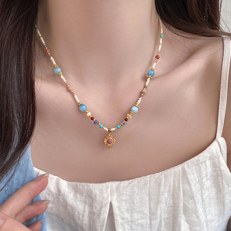 A2廠 韓國韓版鈦鋼石頭水晶串珠項鍊 批發 折扣@洽客服 25.11.W3「WN1496」