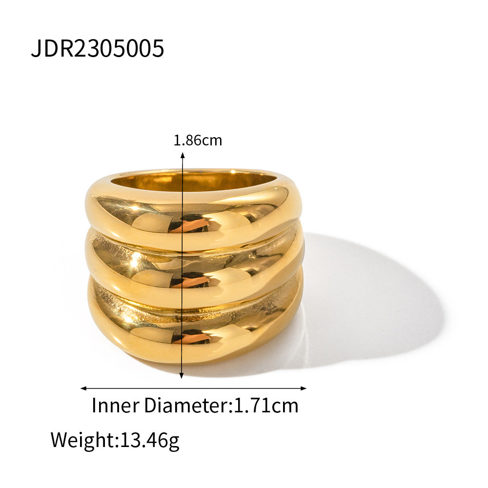 D廠【JDR2305005】歐美I18K金不銹鋼三層閉口戒指   23.07.W1