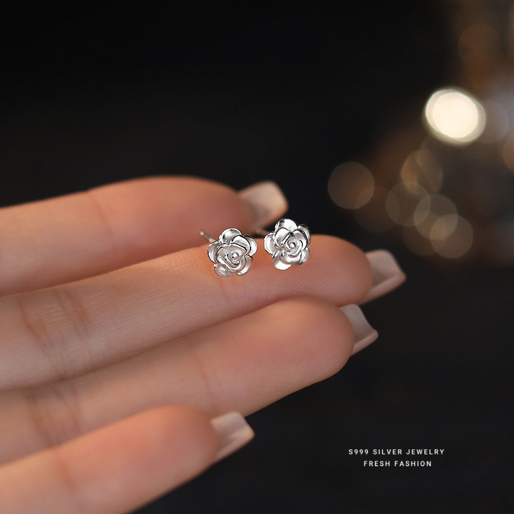 C廠 韓國韓版光面山茶花S999純銀耳環 批發 折扣@洽客服 24.11.W2「E5775」