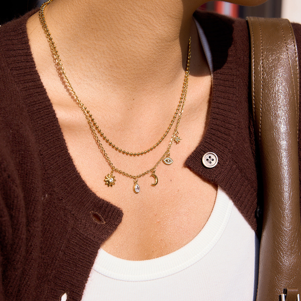 B廠 歐美款 月亮惡魔之眼鋯石鈦鋼鍍18K金項鍊 批發 折扣@洽客服 26.02.W3「JDN0211220」