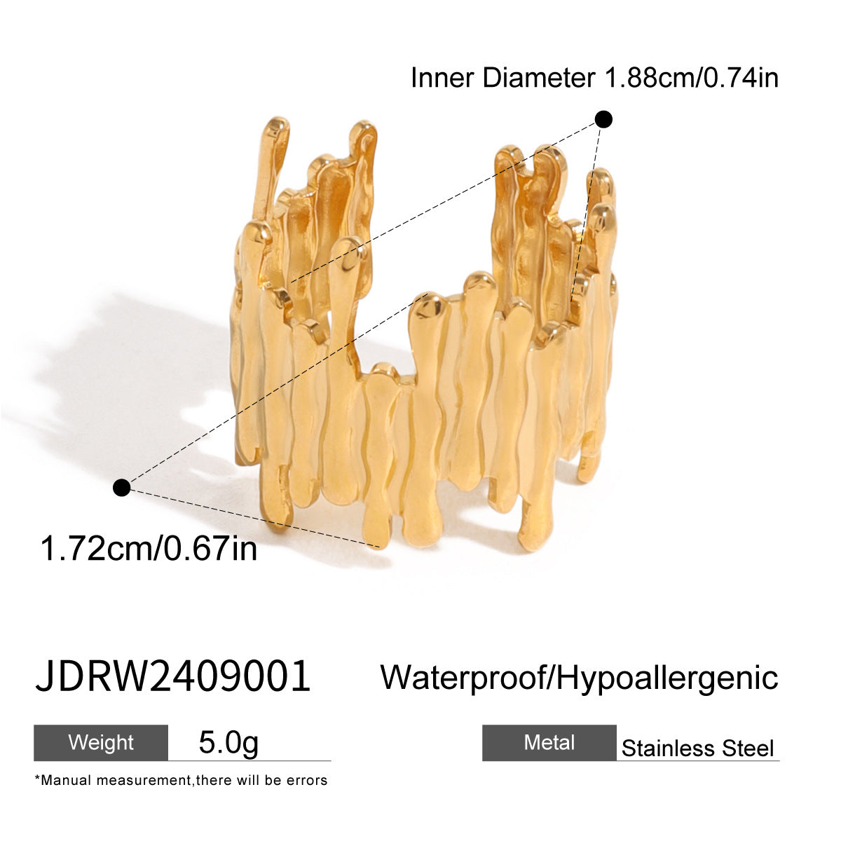 B廠 歐美款鋼色幾何線開口鈦鋼鍍18K金戒指批發 折扣@洽客服 26.03.W2「JDRW2409001-S,JDRW2409001」