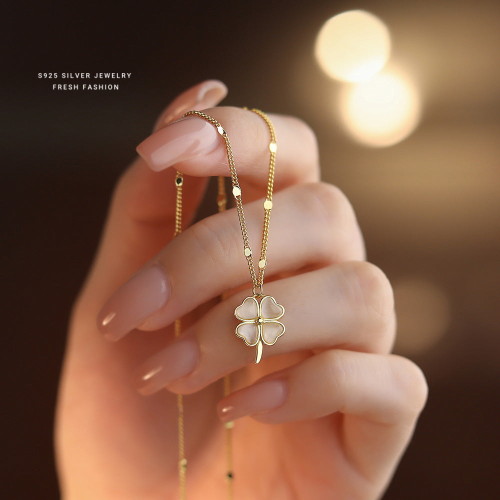 C廠 韓國韓版貓眼石四葉草S925純銀項鍊 批發 折扣@洽客服 25.11.26「A2587」