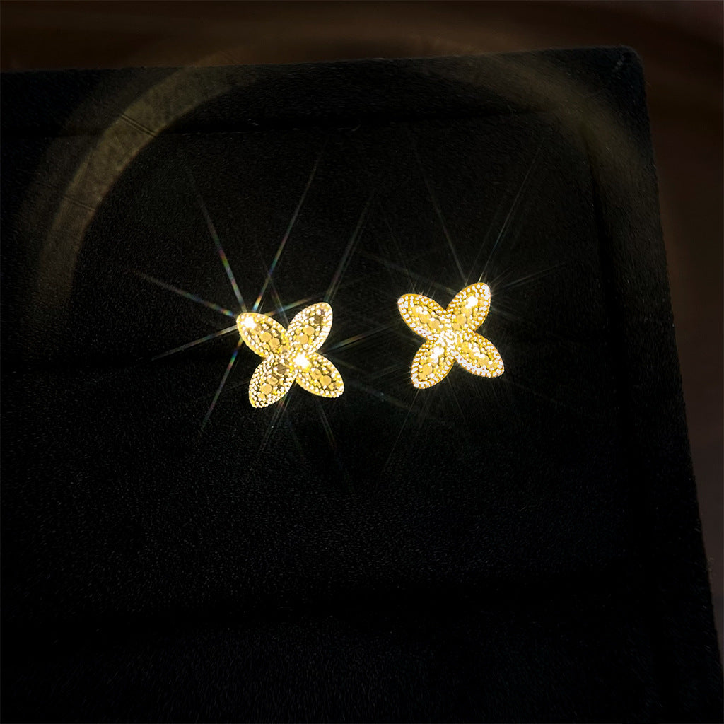 A廠 日韓款碎冰冰花朵鍍18k金銀針耳環 批發 折扣@洽客服 25.11.W4「6824」