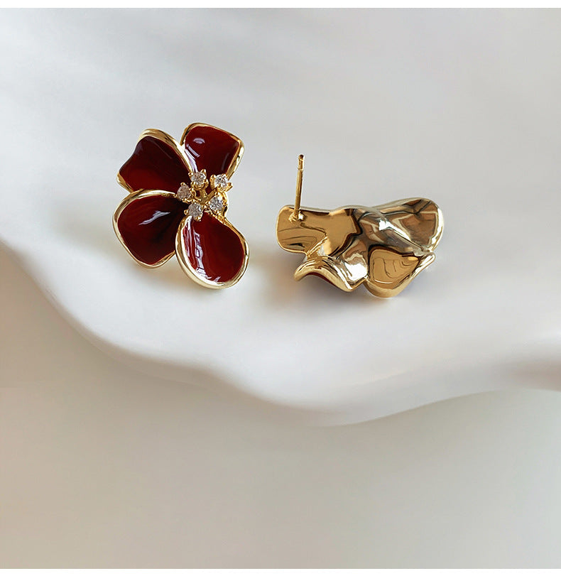 A2廠 韓國韓版滴油花朵電鍍18K真金銀針耳環 批發 折扣@洽客服 25.12.W1「WE5277」