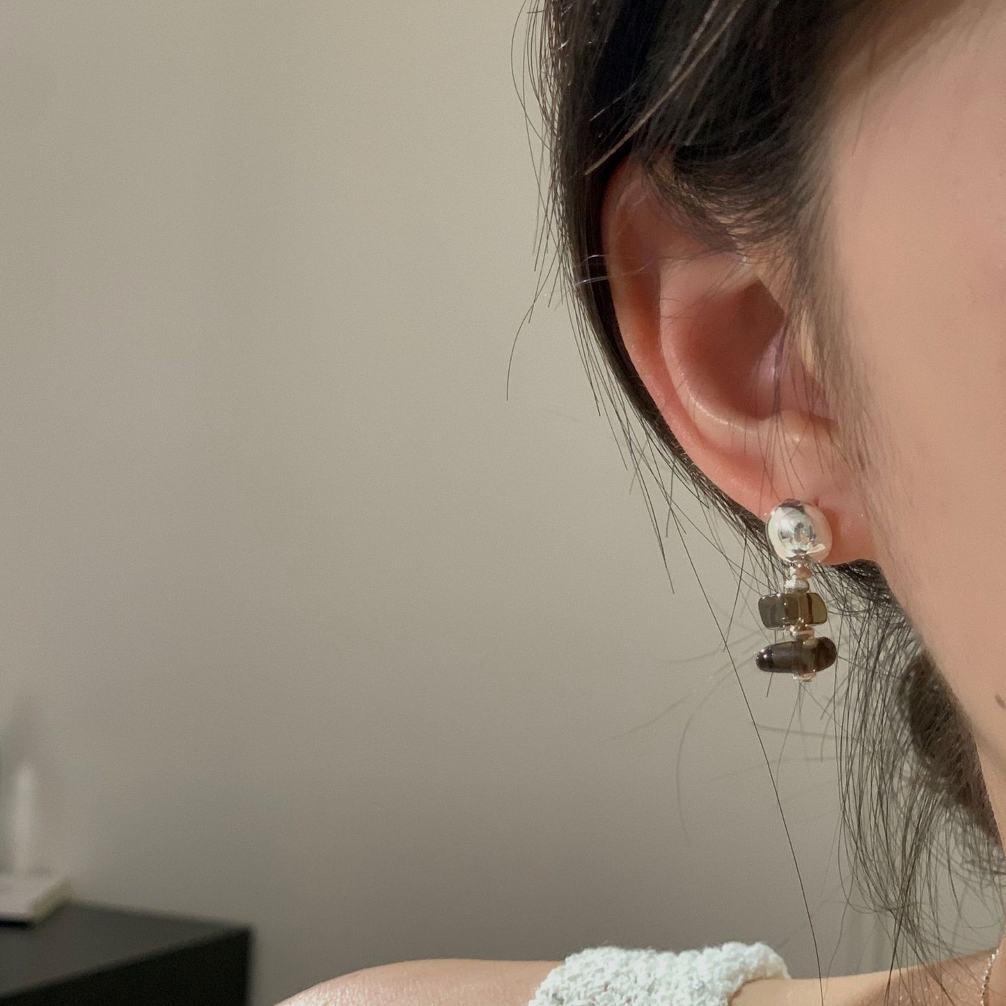 C2廠 韓國韓版隨形茶晶S925純銀耳環 批發 折扣@洽客服 25.11.W1「SE2508」